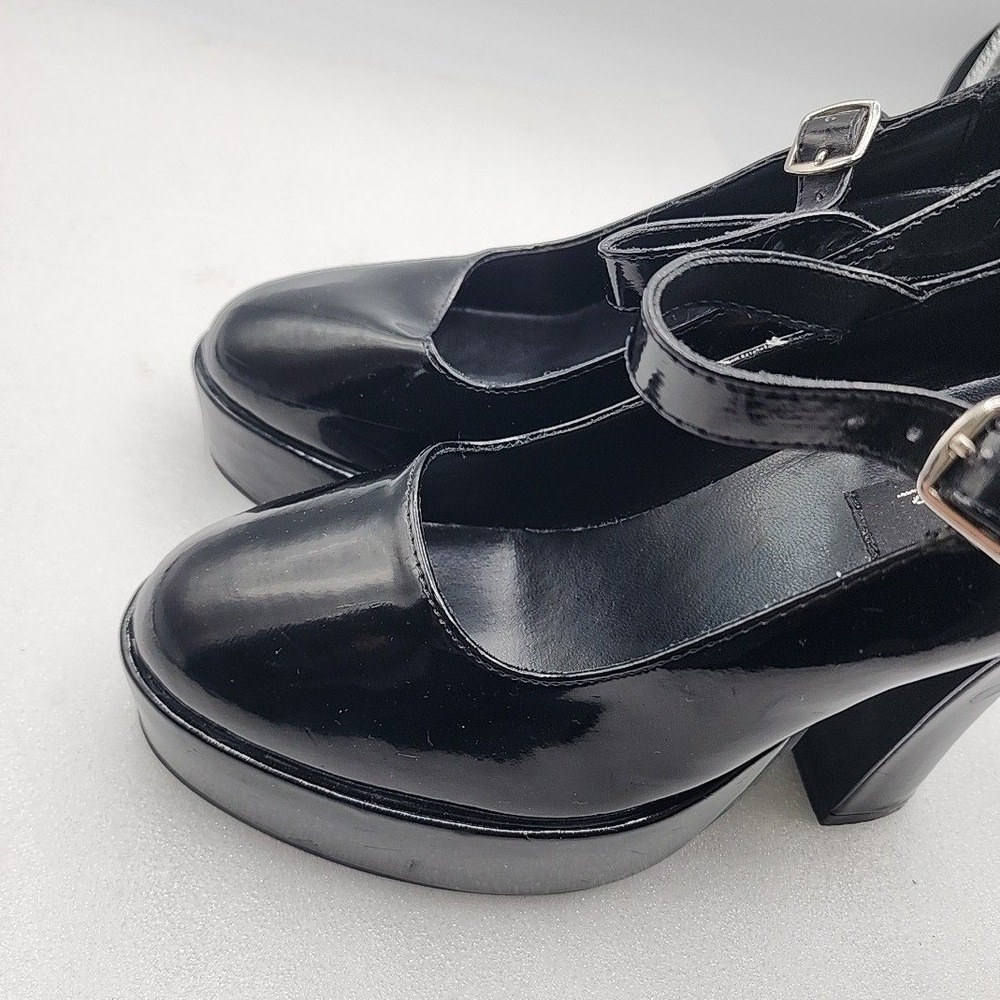 ELLIE Black Patent Leather High Heel Platform Mary Janes Womens SZ 8 - Picture 2 of 13